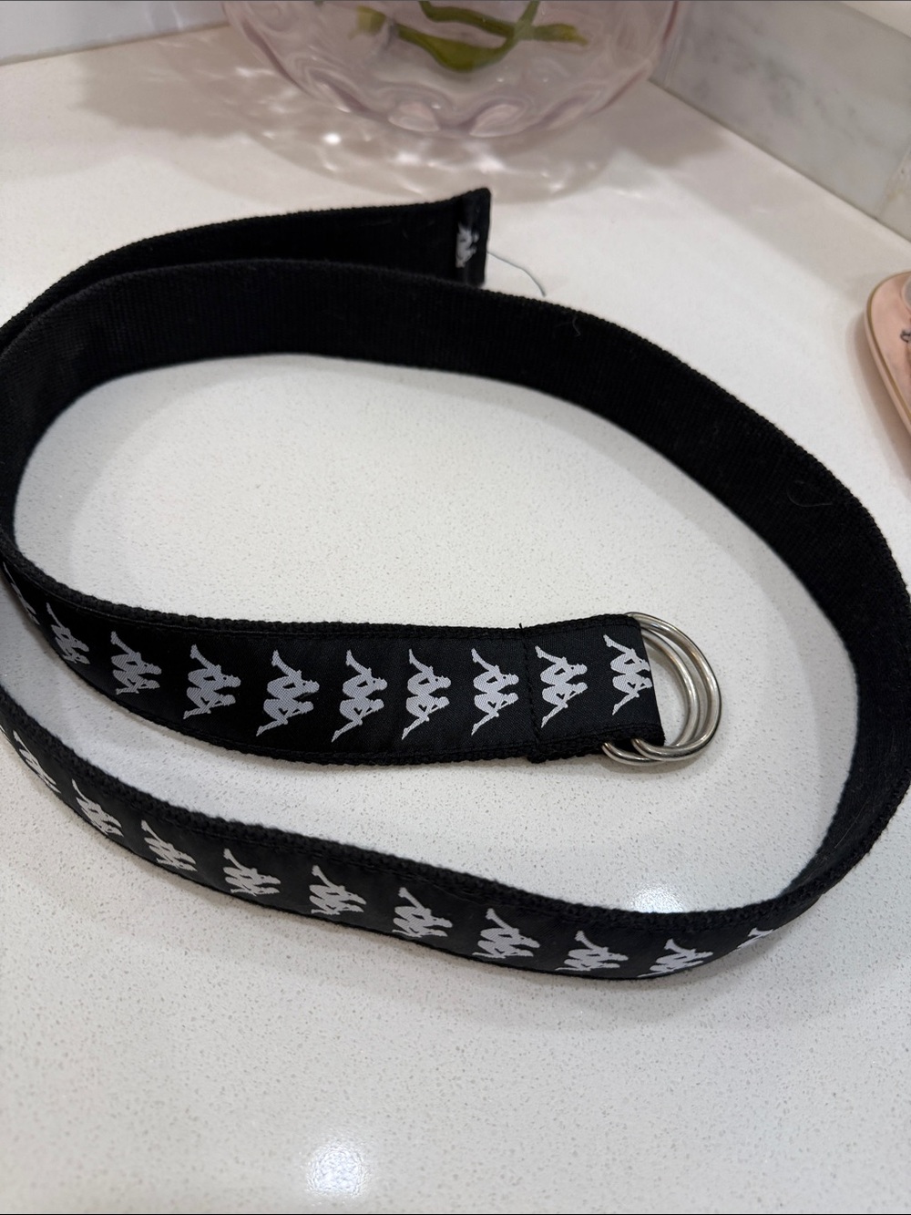 Kappa Black Logo Tape D-Ring Belt